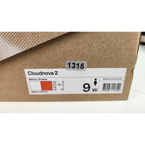 On Cloudnova 2 Women's Size 9 White Flame/Orange Mesh Athletic Running Sneakers - Picture 9 of 10